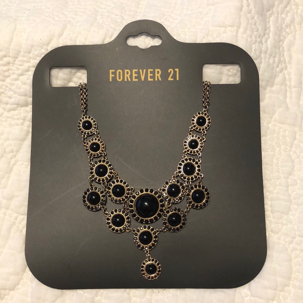 Forever 21 Black and Gold Statement Necklace
